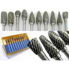 DESIC TUNGSTEN CARBIDE ROTARY BURR SET 10PC 3MM FOR DREMEL