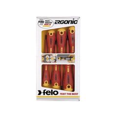 FELO 413 SERIES  INSULATED SCREWDRIVER SET 1000V FLAT, PHILLIPS AND SQUARE 6 PACK SCR-S413S6HD