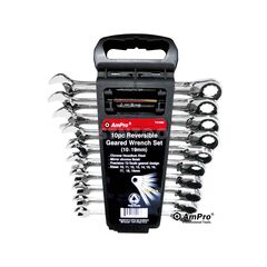 AMPRO REVERSIBLE GEARED WRENCH SET 10MM - 19MM 72 TOOTH 10 PIECE WREG-T41686