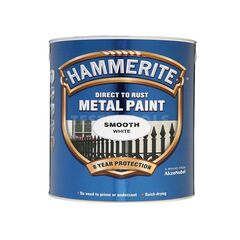 HAMMERITE DIRECT TO RUST METAL PAINT SMOOTH WHITE 250ML PAIS-025W