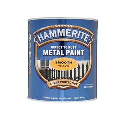 HAMMERITE DIRECT TO RUST METAL PAINT SMOOTH YELLOW 250ML PAIS-025Y