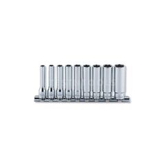KOKEN DEEP SOCKET SET ON RAIL 1/4" DRIVE 3/16" - 1/2" 6PT 9 PIECE RS2300A/9