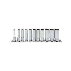 KOKEN DEEP SOCKET SET ON RAIL 1/4" DRIVE 4MM - 14MM 12PT 11 PIECE RS2305M/11