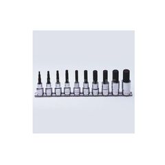 KOKEN HEX BIT SOCKET SET ON RAIL 1/2" DRIVE 4MM - 19MM X 75MM LONG 10 PIECES RS4010M/10-L75