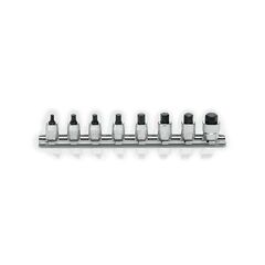 KOKEN HEX BIT SOCKET SET ON RAIL 1/4" DRIVE 1/8" - 3/8" 8 PIECE RS2010A/8