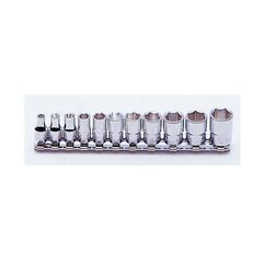 KOKEN SOCKET SET ON RAIL 1/4" DRIVE 4MM - 14MM 6PT 11 PIECE RS2400M/11