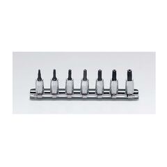 KOKEN TORX BIT SOCKET SET ON RAIL TAMPER PROOF 1/4" DRIVE TH10 - TH40 7 PIECE RS2025/7-HOLE