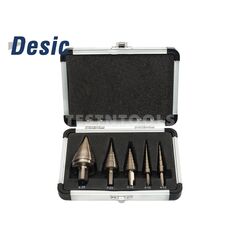 DESIC STEP DRILL SET 5 PIECES STRAIGHT FLUTE COBALT WITH ALUMINIUM CASE 4-35MM
