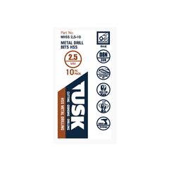 TUSK METAL DRILL BITS HSS 2.5MM 10 PIECE MHSS2.5-10