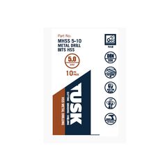TUSK METAL DRILL BITS HSS 5MM 10 PIECE MHSS5-10