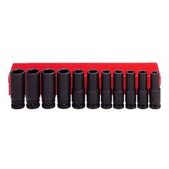 AMPRO AIR DEEP IMPACT SOCKET SET 1/2" DRIVE 10M - 24MM 6PT 11 PIECE SOCS-A5606