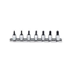 KOKEN TAMPER PLUS SOCKET SET WITH HOLE ON RAIL  1/4" DRIVE 101PR - 401PR 7 PIECE RS2025/7-IPR