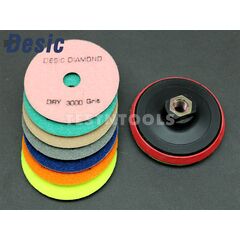 DESIC DIAMOND DRY POLISHING PADS 7 GRITS AND 100MM M14 BACKING PAD