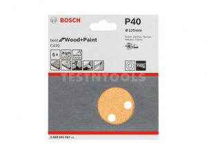 Bosch Sanding Discs C470 For Wood And Paint 5PC 125mm 40 Grit
