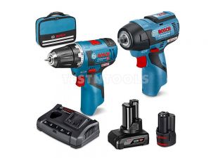 Bosch 12V 2pc 2.0Ah/4.0Ah Brushless Drill/Impact Wrench Combo Kit SCRS 0615990L34