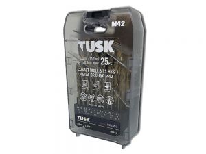 Tusk Cobalt HSS Drill Bits Set M42 1mm - 13mm x 0.5mm 25 Piece CHSS252