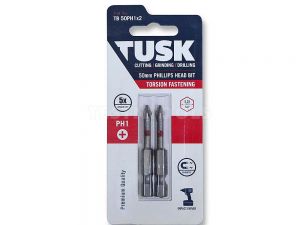 Tusk Torsion Bit 50mm x PH1 2 Piece TB50PH1x2