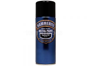 Hammerite Direct To Rust Metal Paint Aerosol Smooth Black 400ml PAIS-040B