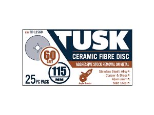 Tusk Ceramic Fibre Disc 115mm 60 Grit FD11560