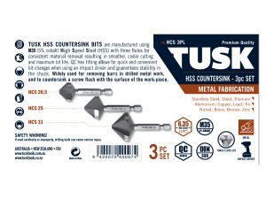 Tusk HSS Countersink Set 20.5mm - 31mm 3 Piece HCS3PL
