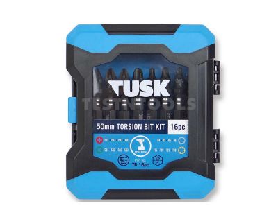 Tusk Torsion Bit Set Black Serious 50mm 16 Piece TB16PC