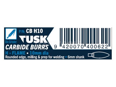 Tusk Carbide Burr 10mm x 6mm Flame CBH10