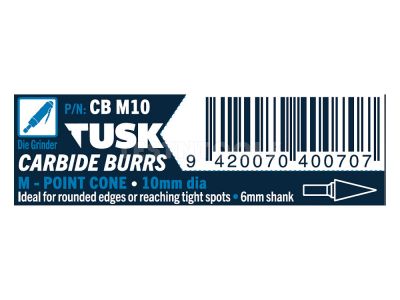 Tusk Carbide Burr 10mm x 6mm Point Cone CBM10