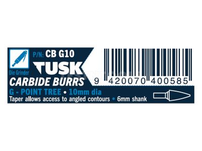 Tusk Carbide Burr 10mm x 6mm Point Tree CBG10