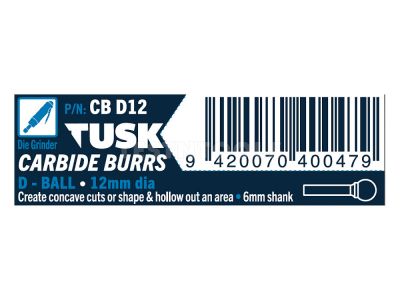 Tusk Carbide Burr 12mm x 6mm Ball CBD12