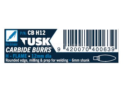Tusk Carbide Burr 12mm x 6mm Flame CBH12