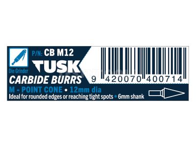 Tusk Carbide Burr 12mm x 6mm Point Cone CBM12