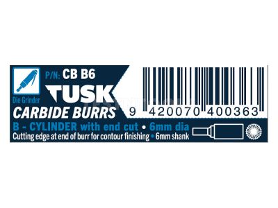 Tusk Carbide Burr 6mm x 6mm Cylinder End Cut CBB6