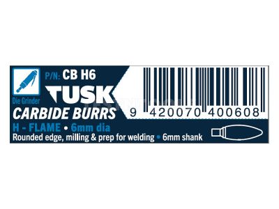 Tusk Carbide Burr 6mm x 6mm Flame CBH6