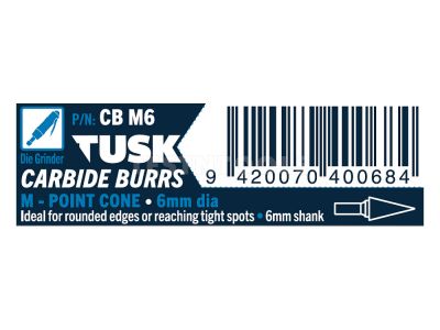 Tusk Carbide Burr 6mm x 6mm Point Cone CBM6