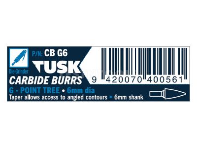 Tusk Carbide Burr 6mm x 6mm Point Tree CBG6