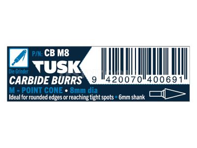 Tusk Carbide Burr 8mm x 6mm Point Cone CBM8