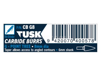 Tusk Carbide Burr 8mm x 6mm Point Tree CBG8
