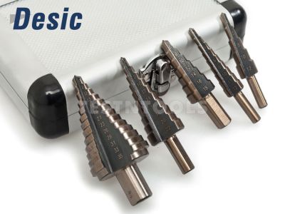Desic Step Drill Set 5 Pieces Straight Flute Cobalt With Aluminium Case 4-35mm