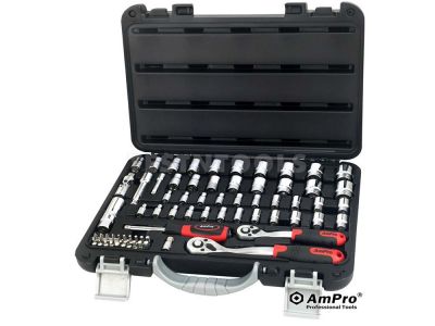 AmPro Socket Set 1/4" & 3/8" Dr 5/32"-13/16" & 4mm-19mm 6PT 68Pc SOCS-T46186