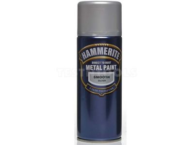 Hammerite Direct To Rust Metal Paint Aerosol Smooth Silver 400ml PAIS-040S