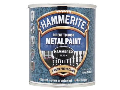 Hammerite Direct To Rust Metal Paint Hammered Finish Black 250ml PAIH-025B