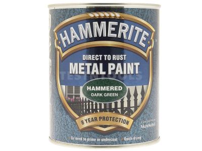 Hammerite Direct To Rust Metal Paint Hammered Finish Dark Green 250ml PAIH-025DG