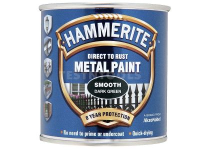 Hammerite Direct To Rust Metal Paint Smooth Dark Green 250ml PAIS-025DG