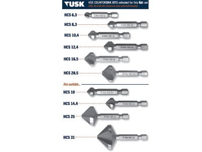 Tusk HSS Countersink Set 6.3mm - 20.5mm 6 Piece HCS6PS