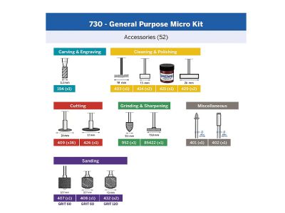 Dremel 730 General Purpose Micro Kit 52 Piece 730-02 26150730AB