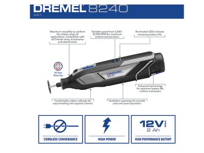 Dremel 8240 12V Rotary Tool Kit 8240-5 12VCLAUS F0138240NA