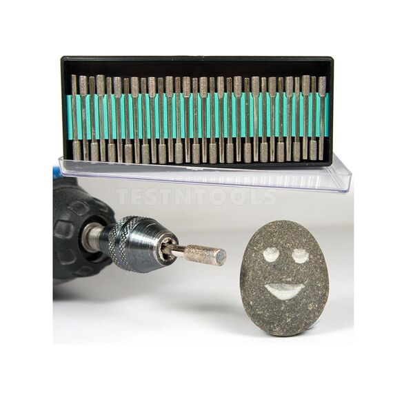 DESIC DIAMOND CARVING BURRS 30 PIECES 4MM CYLINDER 120 GRIT