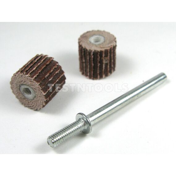 DESIC FLAPWHEEL 10MM 320 GRIT 2 PIECES AND MANDREL