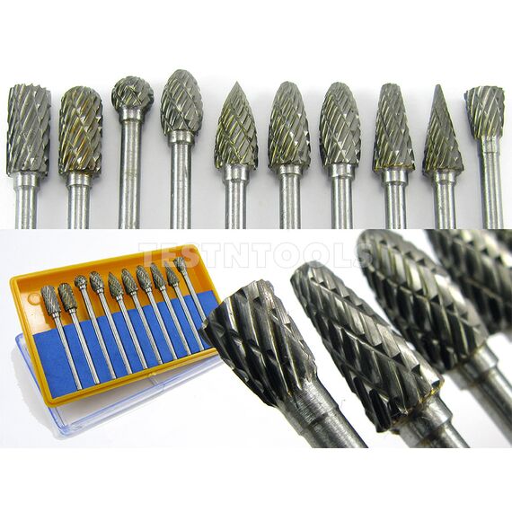 DESIC TUNGSTEN CARBIDE ROTARY BURR SET 10PC 3MM FOR DREMEL