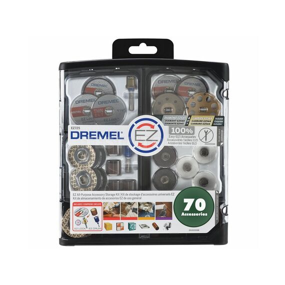DREMEL EZ LOCK ALL PURPOSE ACCESSORY KIT 70 PIECE EZ725 2615E725AA